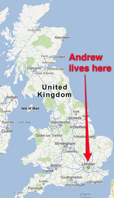 Andrew lives here UK map picture