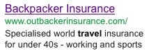 Backpacker insurance ad