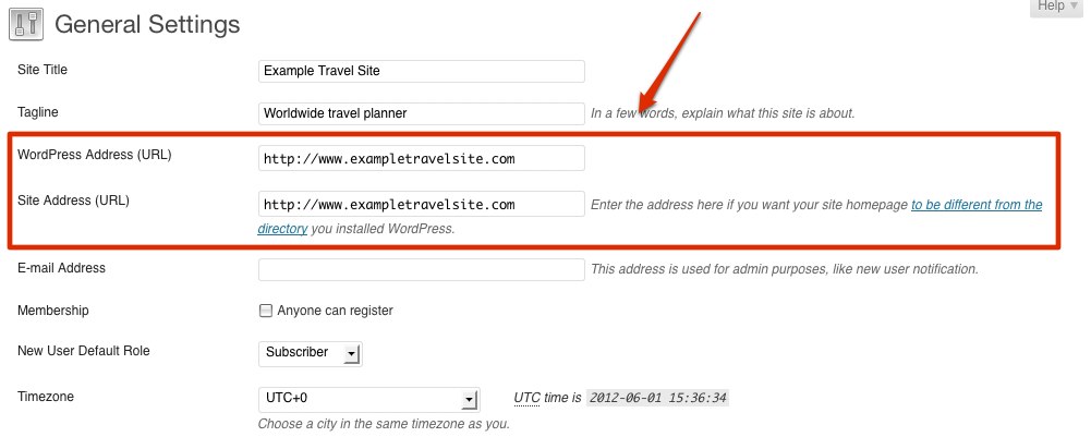 Domain settings on WordPress