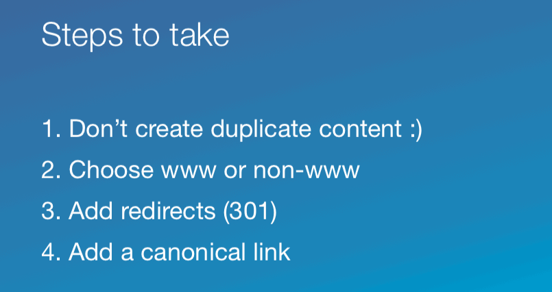 Duplicate content steps