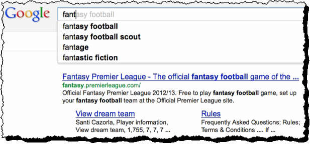 Fantasy search result