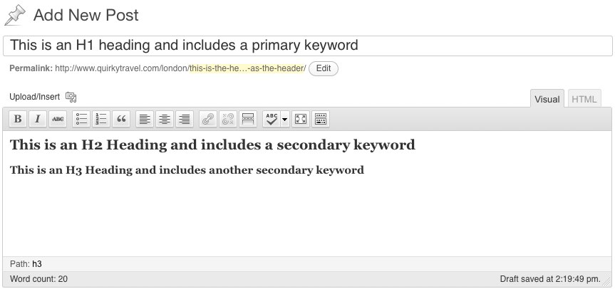 Headings in visual view 