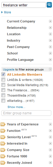 LinkedIn Group filter