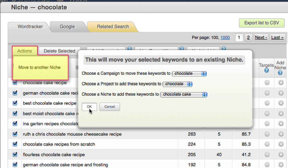 moving keywords