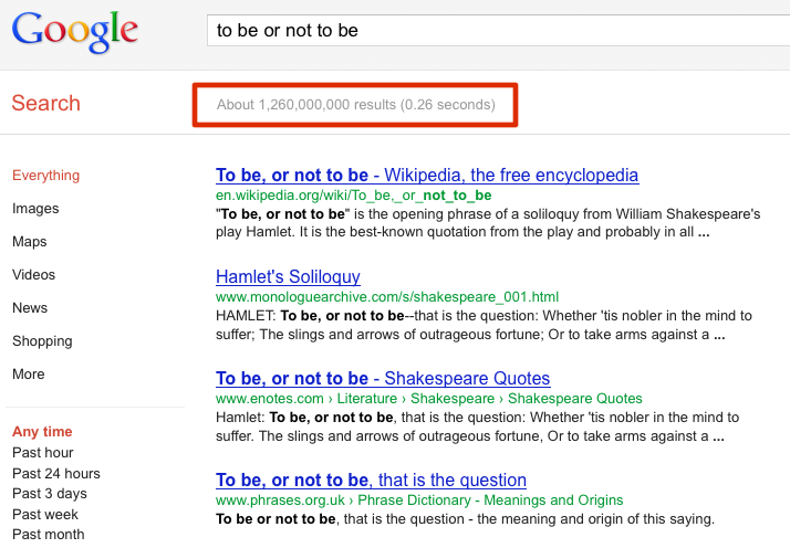 To be or not to be search results