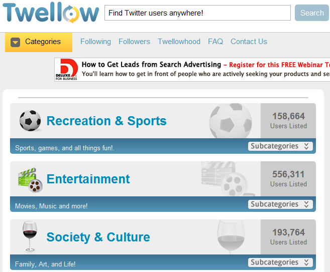 Twellow search results