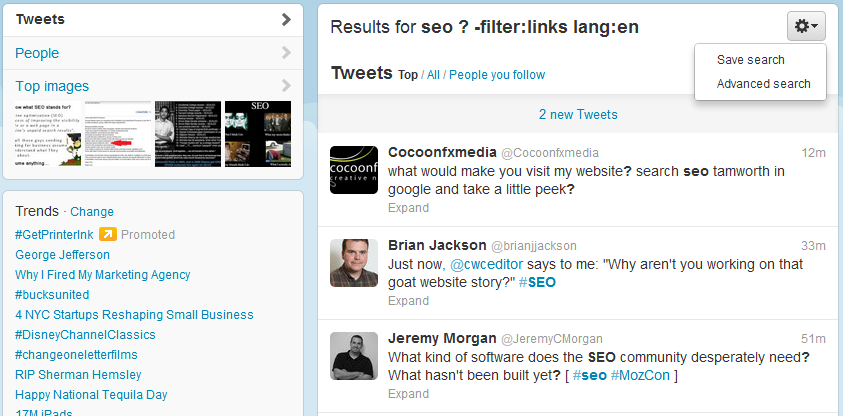 Twitter keyword search