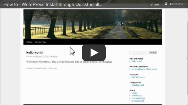 WordPress install video